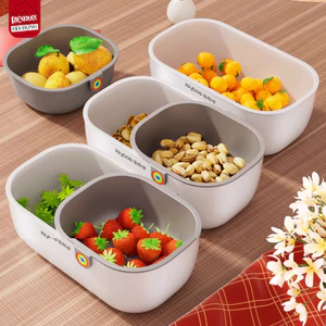 Hộp Đựng Đồ Ăn Vặt 2 Tầng Thông Minh Có Lỗ Thoát Nước Rổ Đựng Trái Cây, Hướng Dương Nhỏ Gọn Tiện Lợi