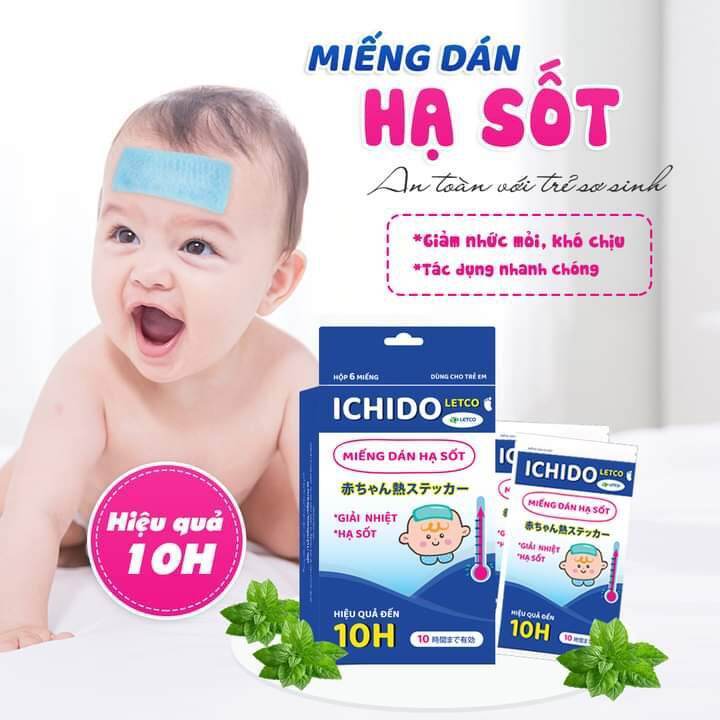 [HÀNG CÔNG TY - QUÀ] Miếng dán hạ sốt Ichido an toàn cho trẻ sơ sinh - Hộp 3gói x 2miếng