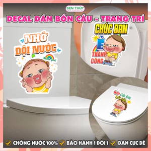 Miếng Dán Nắp Bồn Cầu Nhớ Dội Nước - Decal Dán Tủ Lạnh, Nhà Vệ Sinh Hình Quỳnh Aka Dùng Decor Phòng Tắm, Toilet - WC001