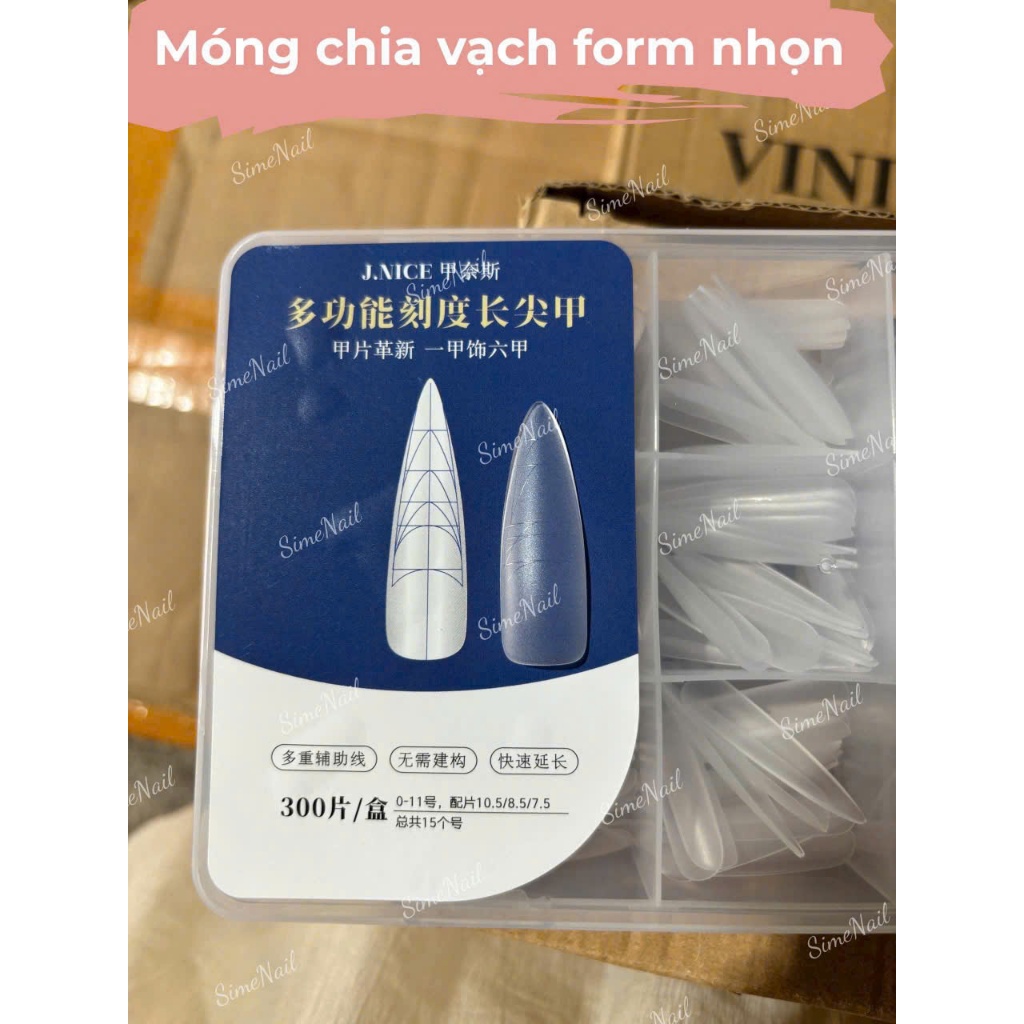 Hộp Móng Úp Đủ Size - Móng Chia Vạch Form Thang, Form Nhọn, Móng Giả Đa Năng Tiện Lợi