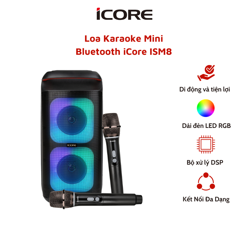 Bộ Loa Karaoke iCore ISM8 Kèm 2 Micro Bluetooth – Âm Thanh Cực Đỉnh ...