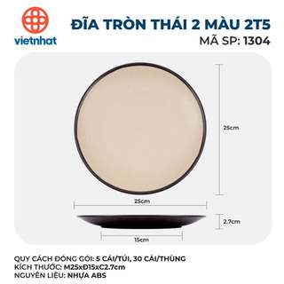 Đĩa tròn Thái 2 màu nhựa ABS nguyên sinh bền đẹp chịu nhiệt tốt mặt nhám sần tinh tế dễ vệ sinh 1300-1301-1302-1303-1304