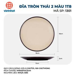Đĩa tròn Thái 2 màu nhựa ABS nguyên sinh bền đẹp chịu nhiệt tốt mặt nhám sần tinh tế dễ vệ sinh 1300-1301-1302-1303-1304