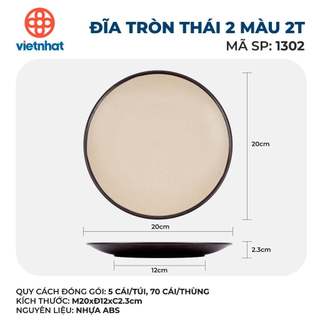 Đĩa tròn Thái 2 màu nhựa ABS nguyên sinh bền đẹp chịu nhiệt tốt mặt nhám sần tinh tế dễ vệ sinh 1300-1301-1302-1303-1304