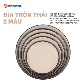 Đĩa tròn Thái 2 màu nhựa ABS nguyên sinh bền đẹp chịu nhiệt tốt mặt nhám sần tinh tế dễ vệ sinh 1300-1301-1302-1303-1304