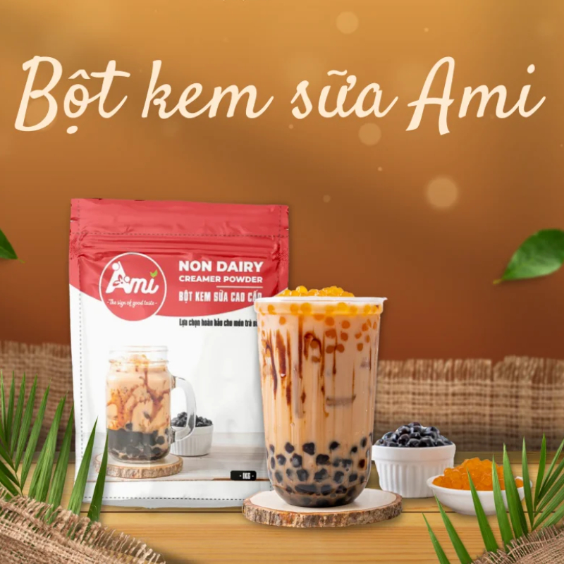 Bột Kem Béo Pha Trà Sữa Cao Cấp AMI Gói 1KG Thơm Ngon Đậm Vị, Cho Ly Trà Sữa Thơm Ngon Béo Ngậy