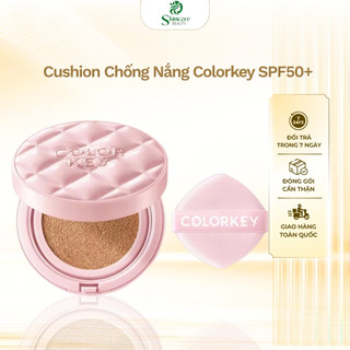 Cushion Chống Nắng Colorkey SPF50+ PA++++ Kẻ Ô Hồng Che Phủ Mịn Lâu Trôi 11g Hợp Da Trắng Sáng