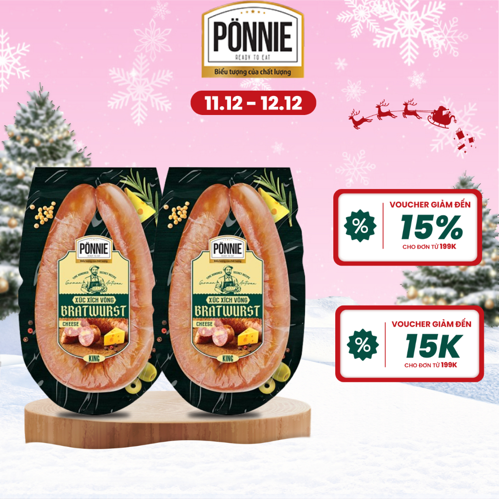 [GIAO HÀNG HCM] Combo 2 Xúc xích thanh trùng Ponnie Super Premium vòng xông khói 200gr