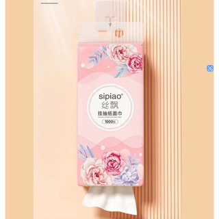 GIẤY TREO ĐA NĂNG SIPIAO HOA HỒNG, KHĂN RÚT TREO TƯỜNG 4 LỚP MỖI BỊCH 1000 TỜ DAI MỀM TỪ BỘT TRE, GIẤY RÚT TREO TƯỜNG