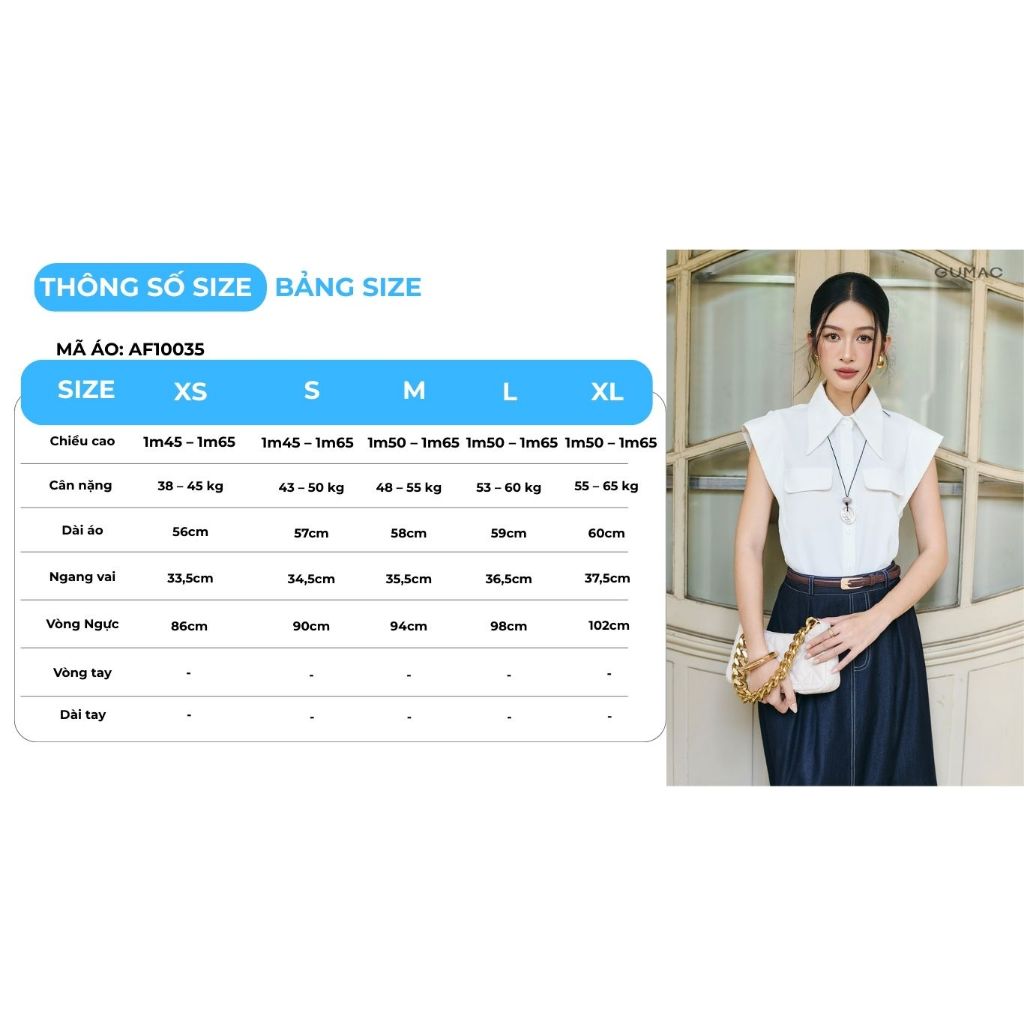 Áo sơ mi nữ GUMAC form suông phối nẹp vai có nắp túi giả  AF10035