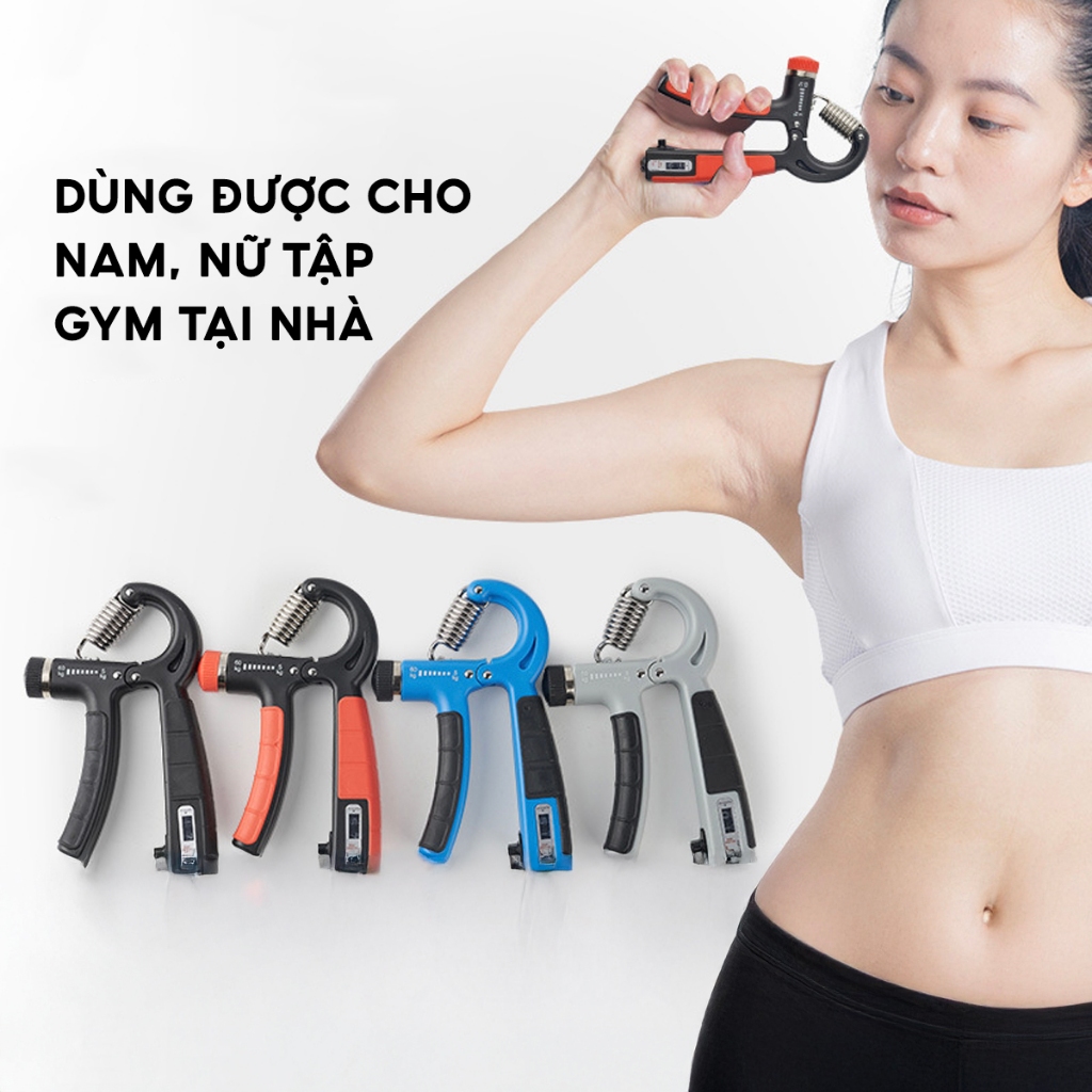 KÌM TẬP CƠ TAY ĐIỀU CHỈNH LỰC LÒ XO TỪ 5-60KG CÓ ĐẾM SỐ, Dụng Cụ Tập Cơ Tay Gym Tại Nhà Thép Carbon