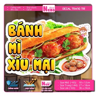 Decal Trang Trí Bánh Mì Xíu Mại, Tranh Dán Tiệm Bánh Mì, Xe Bánh Mì, Dán Tường, Tủ, Kính - Sticker Chịu Được Mưa Nắng.