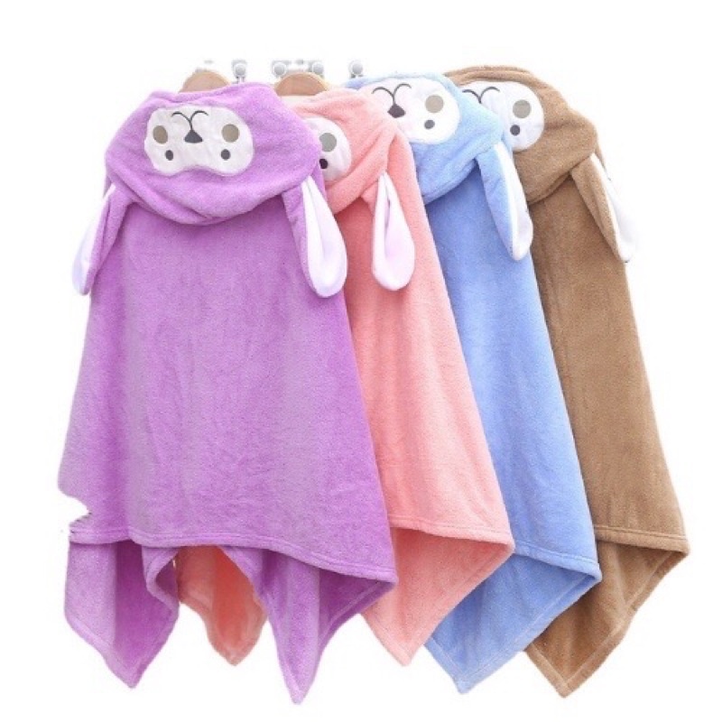 Khăn tắm cho bé khăn tắm có mũ hình thú bông mềm thấm hút cực tốt vải cotton siêu mịn, không bị xổ lông hay phai màu