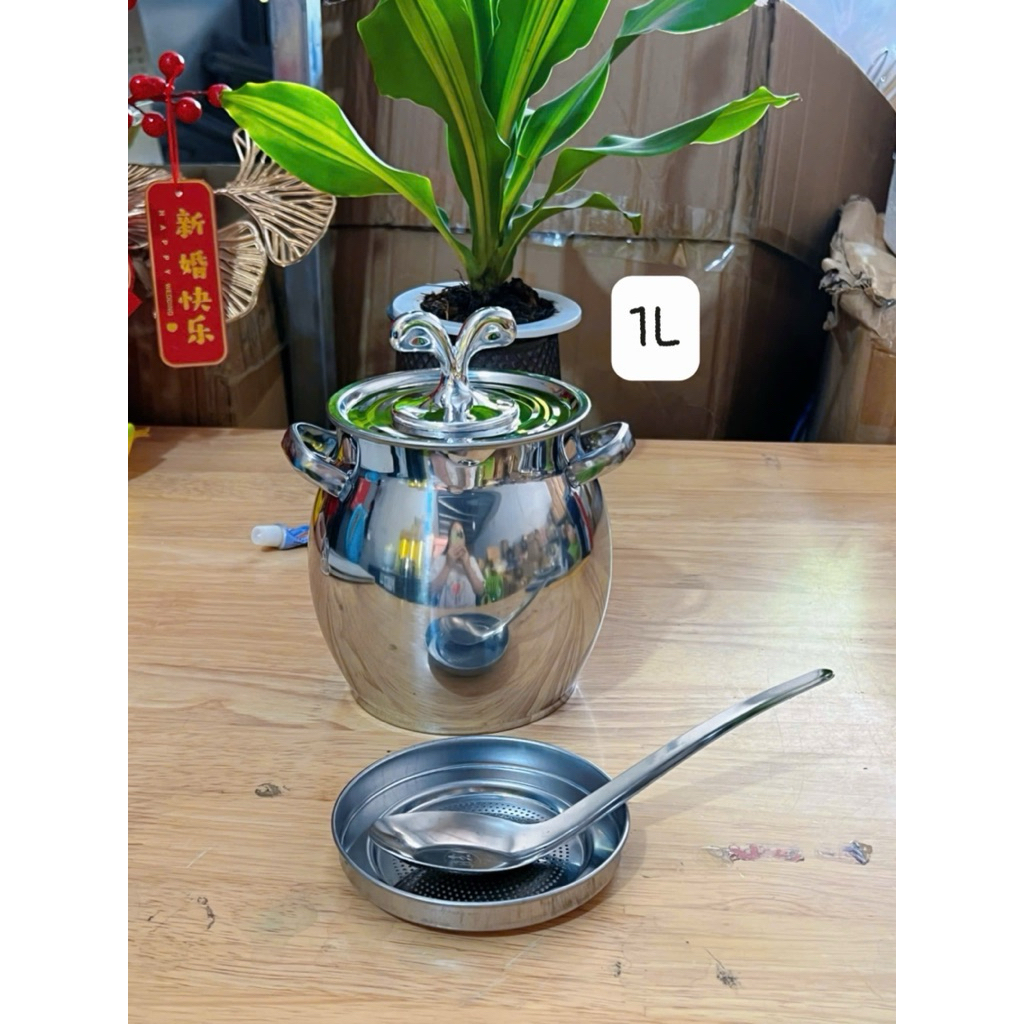 Âu tròn inox 304 không gỉ có nắp đậy size 1 lít và 4 lít, Thố inox có tay cầm đựng thức ăn, tích trữ dầu mỡ đa năng