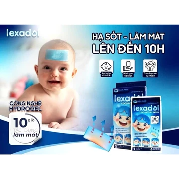 Miếng Dán Hạ Sốt Lexadol Hạ Nhiệt Nhanh Giữ Mát Tức Thì Trong 10 Giờ Hộp 5 Miếng
