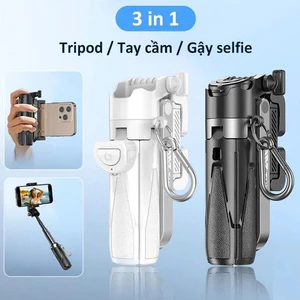 Gậy selfie chụp ảnh 4 chân 3in1 bluetooth kim Tripod điện thoại có tay cầm quay video, live stream xoay 360 chống rung