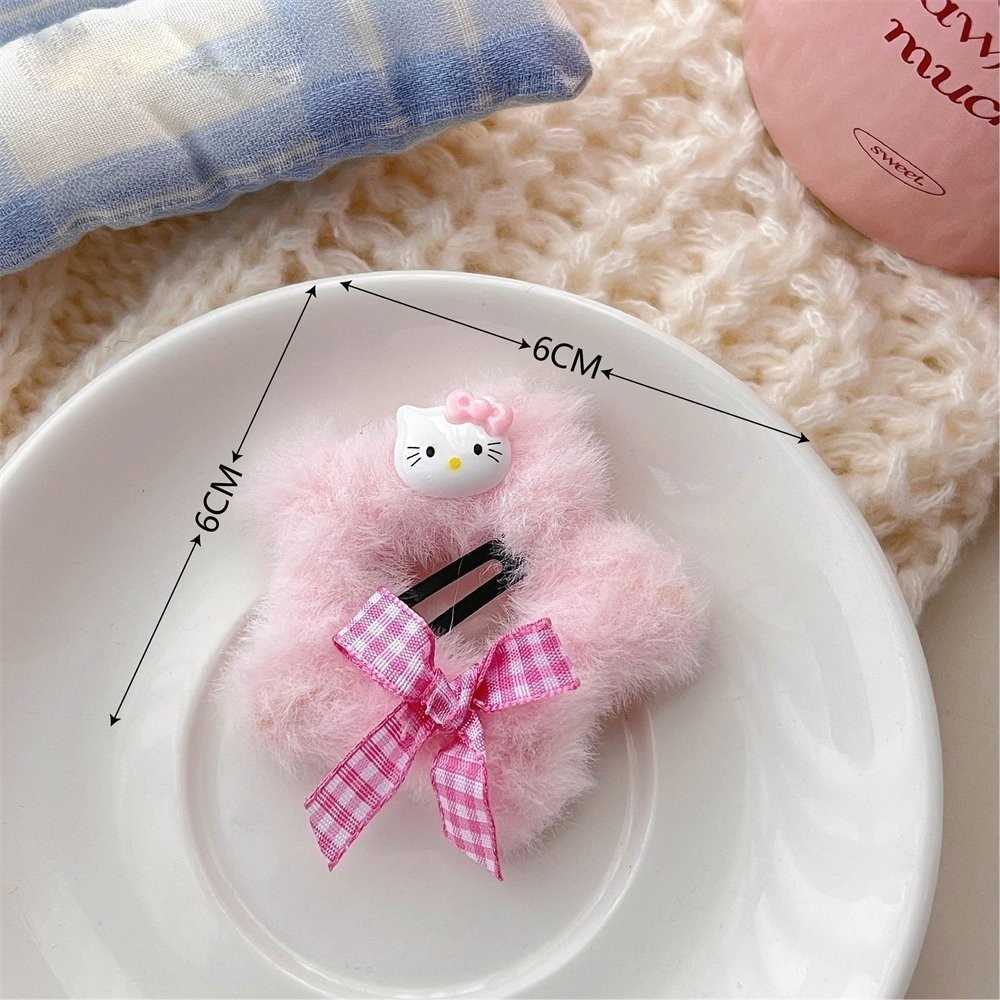 Kẹp tóc mái ngôi sao phủ bông mềm đính charm nơ xinh xắn dễ thương dành cho nữ