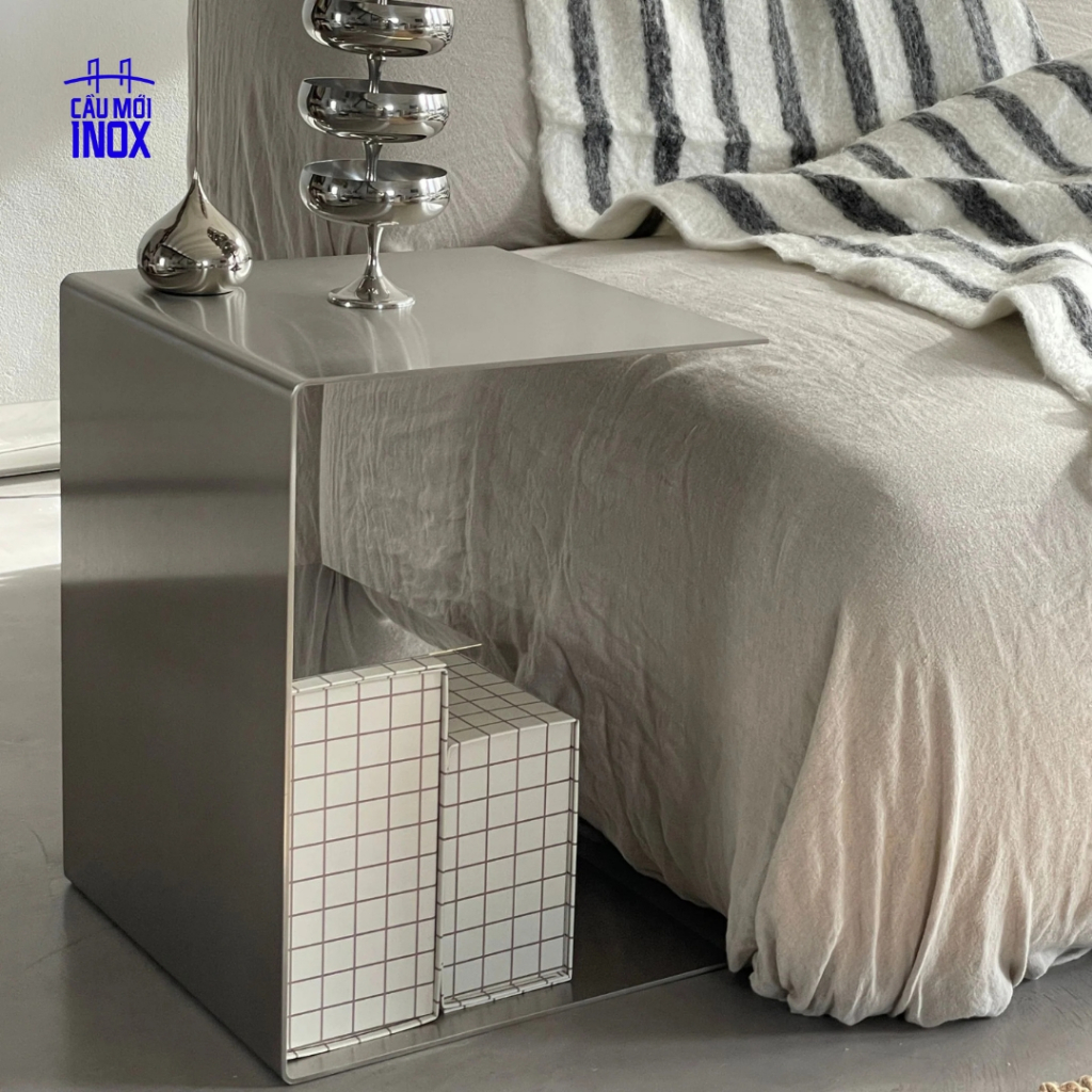 Bàn inox cao cấp Celine – thiết kế tối giản, sang trọng, bề mặt inox 304 xước, nội thất công nghiệp