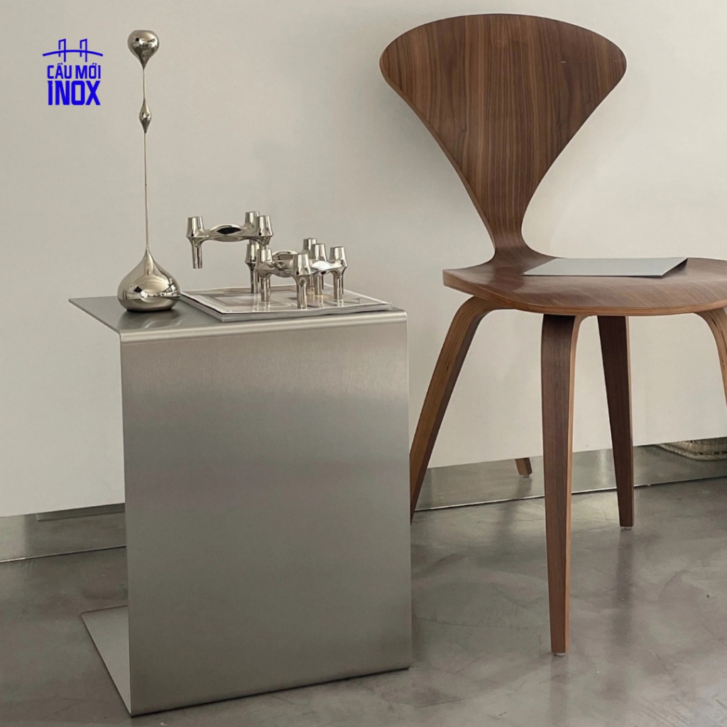 Bàn inox cao cấp Celine – thiết kế tối giản, sang trọng, bề mặt inox 304 xước, nội thất công nghiệp
