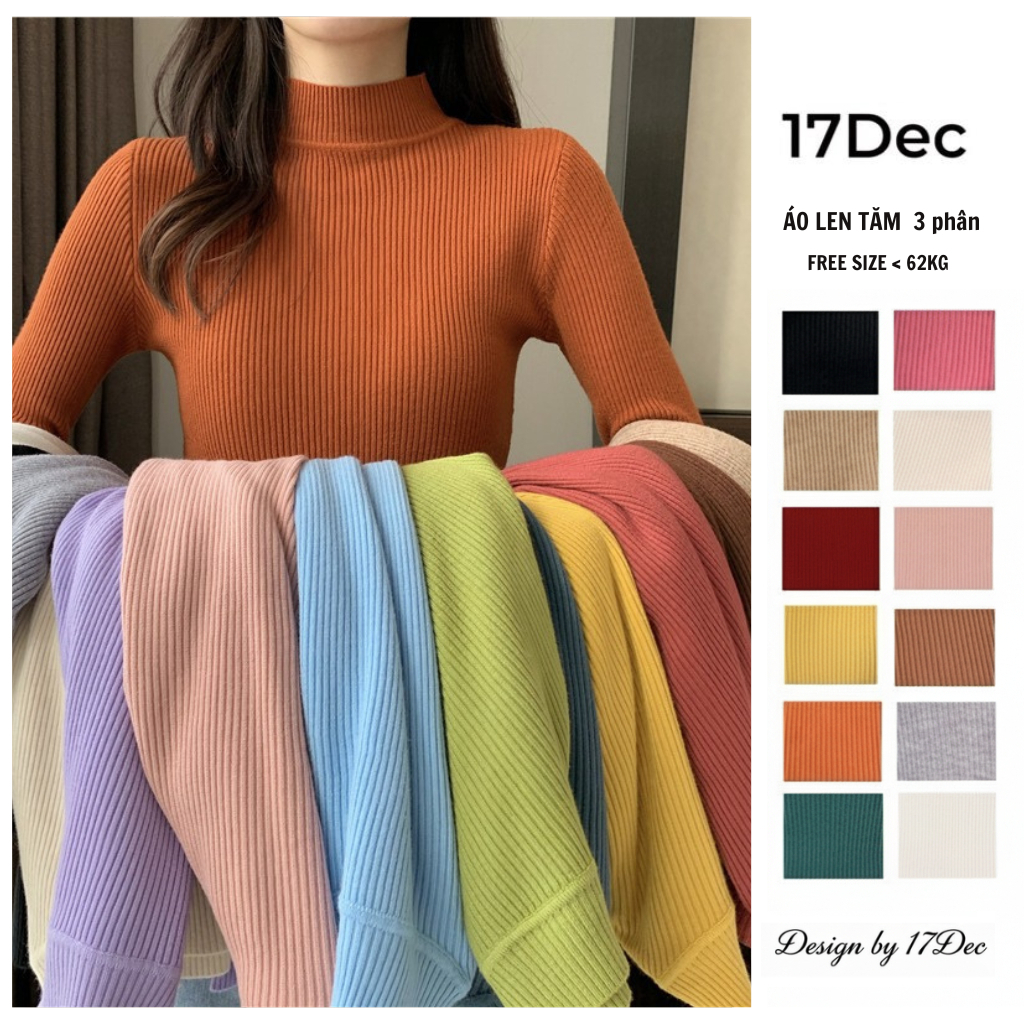Áo len tăm cổ 3 phân hàng quảng châu [DEC-751] áo len giữ nhiệt cao cấp cho nữ