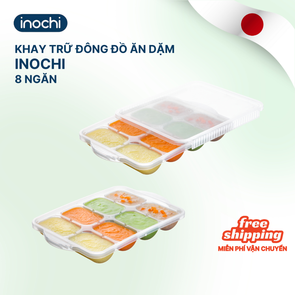 Khay trữ Đông đồ ăn dặm cho bé Amori bảo quản thực phẩm trong tủ lạnh trữ thức ăn cho bé Inochi