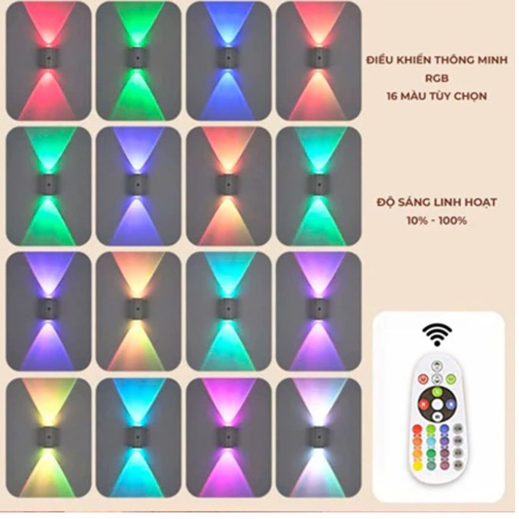 Đèn Tường RGB 16 Màu Điều Khiển Từ Xa Cảm Biến Thân Nhiệt, Sạc Pin, Gắn Từ Tính, Ánh Sáng C