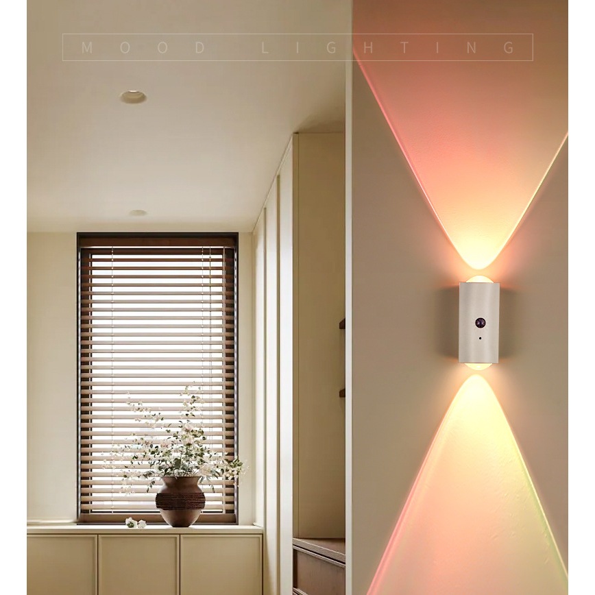 Đèn Tường RGB 16 Màu Điều Khiển Từ Xa Cảm Biến Thân Nhiệt, Sạc Pin, Gắn Từ Tính, Ánh Sáng C
