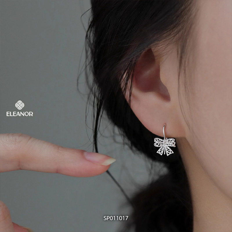 Bông tai nữ chuôi bạc 925 Eleanor Accessories hình nơ phụ kiện trang sức khuyên tai 11017
