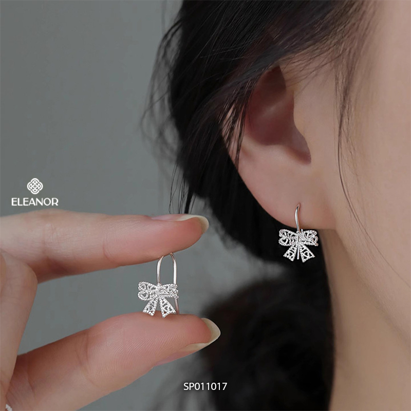 Bông tai nữ chuôi bạc 925 Eleanor Accessories hình nơ phụ kiện trang sức khuyên tai 11017