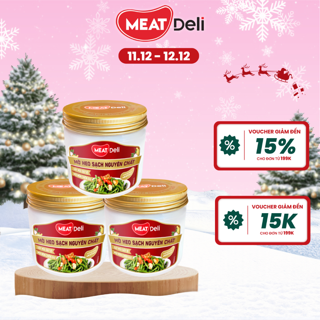 [GIAO HÀNG HCM] Combo 3 Mỡ heo sạch nguyên chất MEATDeli 330gr