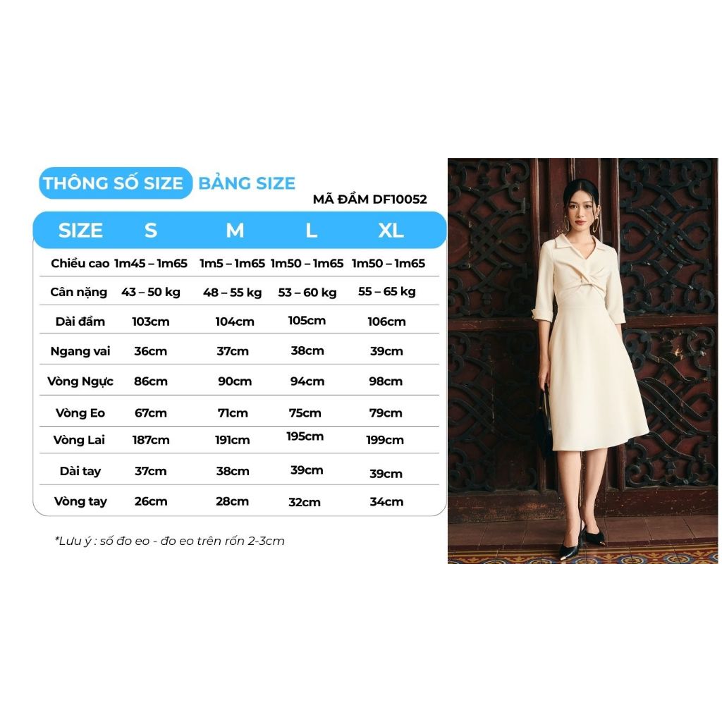 Đầm nữ GUMAC form A xòe xoắn ngực lá cổ sơ mi  DF11009 - DF10052