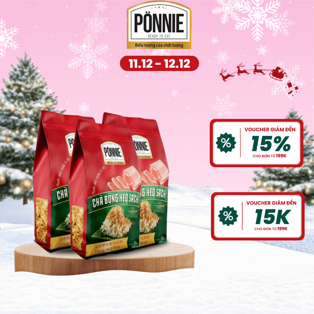 [GIAO HÀNG TOÀN QUỐC] Combo 3 Chà bông Ponnie Heo sạch gói x 100gr