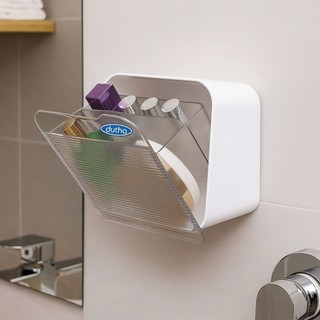 Hộp đựng đồ treo tường phòng tắm không cần đục lỗ, hộp đựng mỹ phẩm, tăm bông, hộp đựng son môi-HNV.01