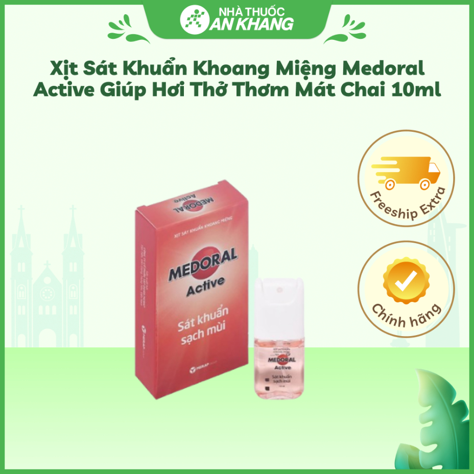 Xịt sát khuẩn khoang miệng Medoral Active giúp hơi thở thơm mát chai 10ml