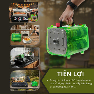 Hộp Đựng Lon Gas Mini 4X - Giải Pháp Thay Thế Cho Bình Gas 12kg - Gia Tăng Thời Gian Cháy Gấp 4 Lần