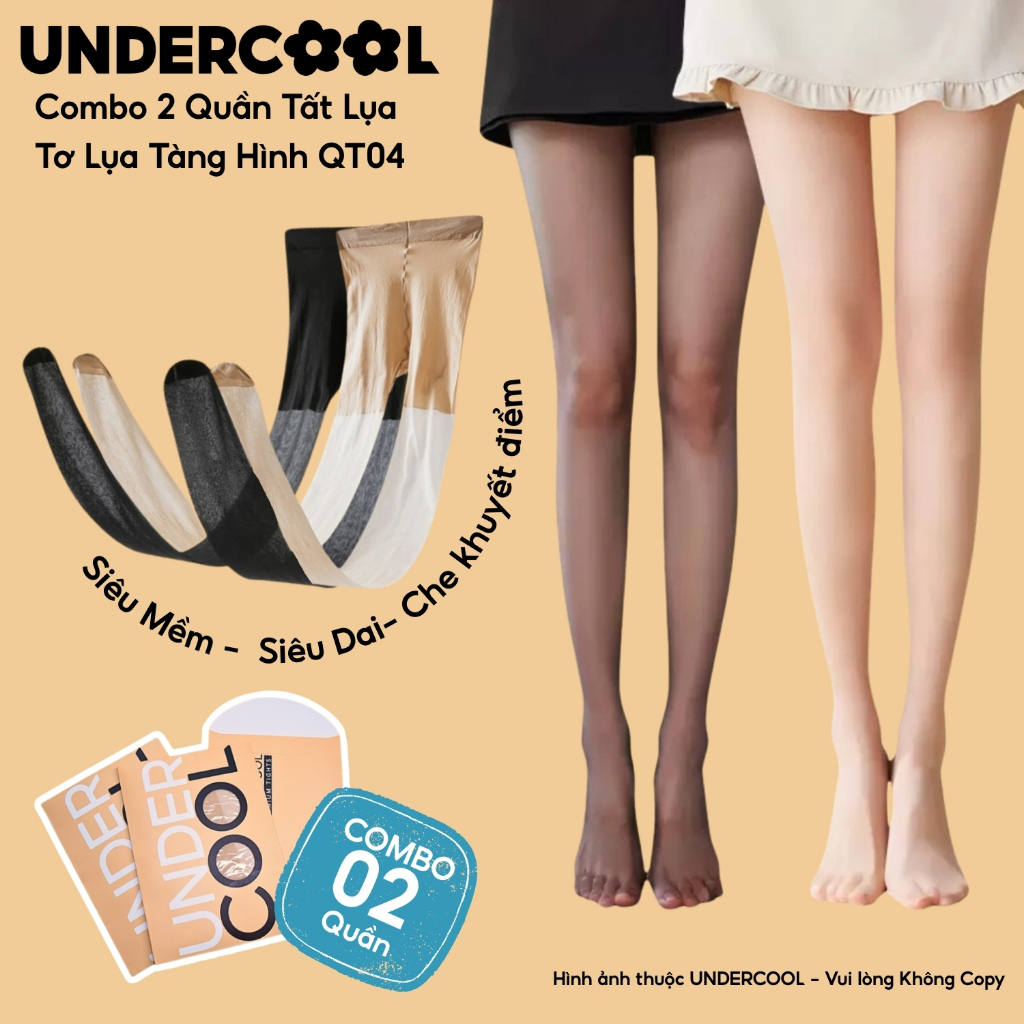 Combo 2 Quần Tất Tàng Hình Siêu Trong Suốt, Mỏng Thật Chân UNDERCOOL Che Khuyết Điểm Thon Gọn Chân Cao Cấp cb - QT04