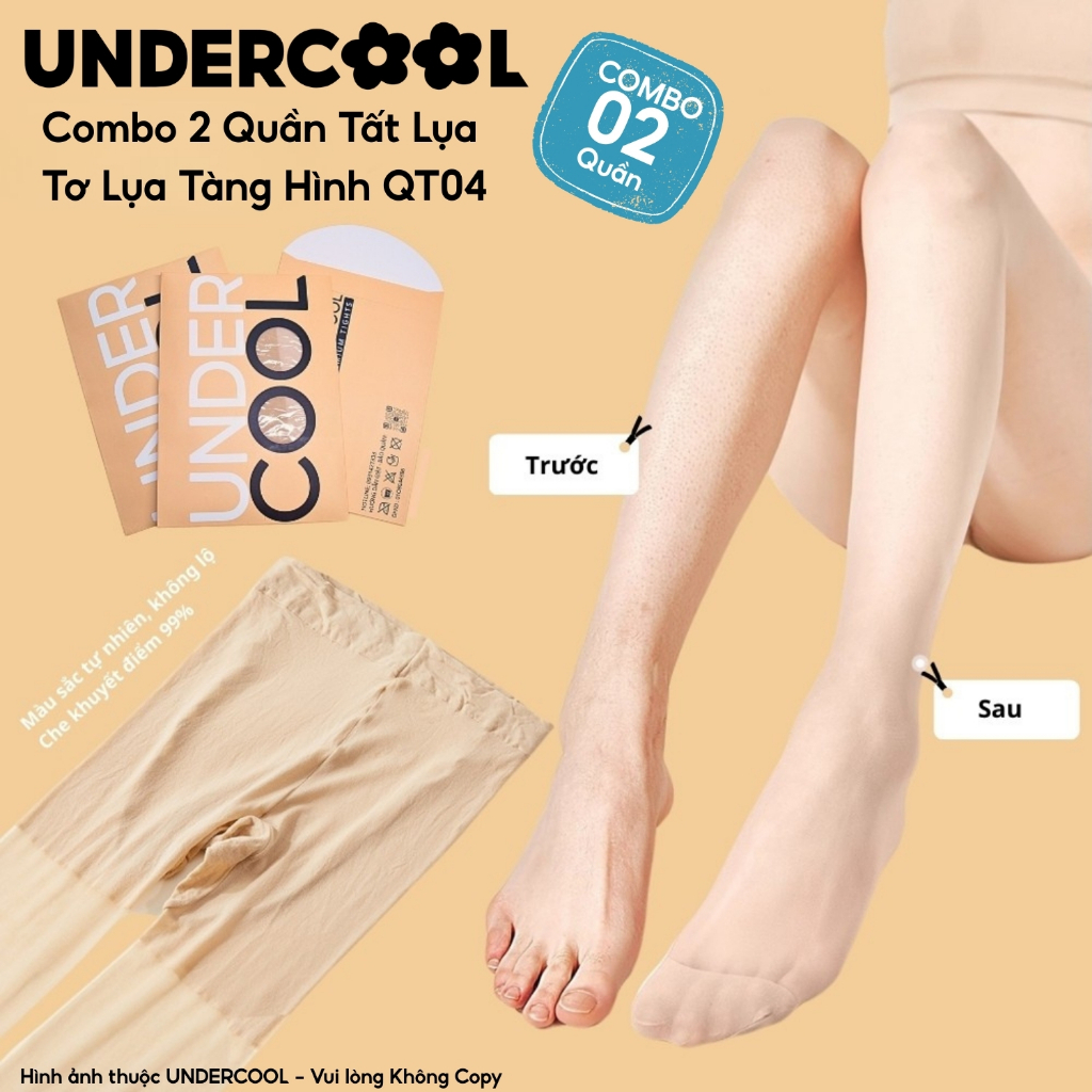 Combo 2 Quần Tất Tàng Hình Siêu Trong Suốt, Mỏng Thật Chân UNDERCOOL Che Khuyết Điểm Thon Gọn Chân Cao Cấp cb - QT04