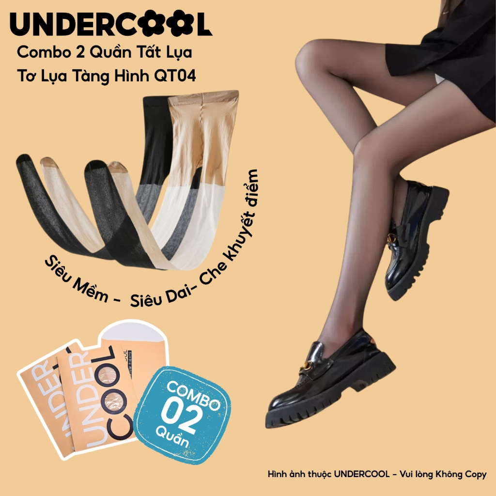 Combo 2 Quần Tất Tàng Hình Siêu Trong Suốt, Mỏng Thật Chân UNDERCOOL Che Khuyết Điểm Thon Gọn Chân Cao Cấp cb - QT04