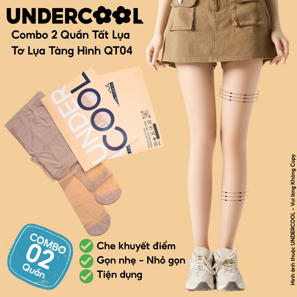 Combo 2 Quần Tất Tàng Hình Siêu Trong Suốt, Mỏng Thật Chân UNDERCOOL Che Khuyết Điểm Thon Gọn Chân Cao Cấp cb - QT04