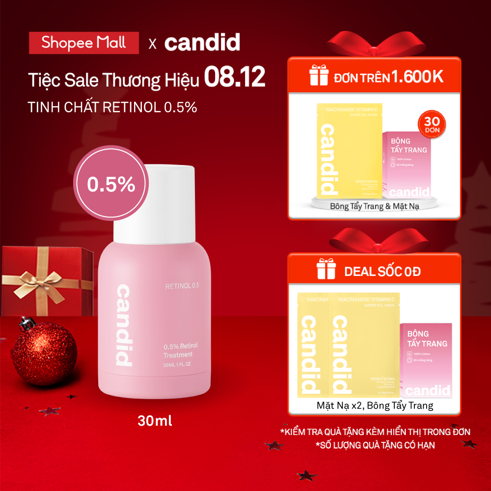 Tinh chất Retinol 0.5% Hỗ Trợ Cải Thiện Nền Da CANDID 0.5% Retinol Treatment 30ml