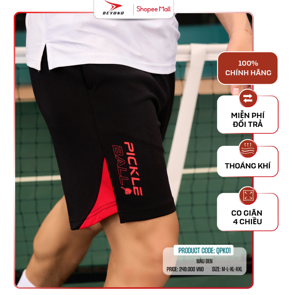 Quần Thể Thao Nam Cầu Lông Pickleball Beyono QPK01 - Đai Chun Thoải Mái, Vải Be-Fully Fabric