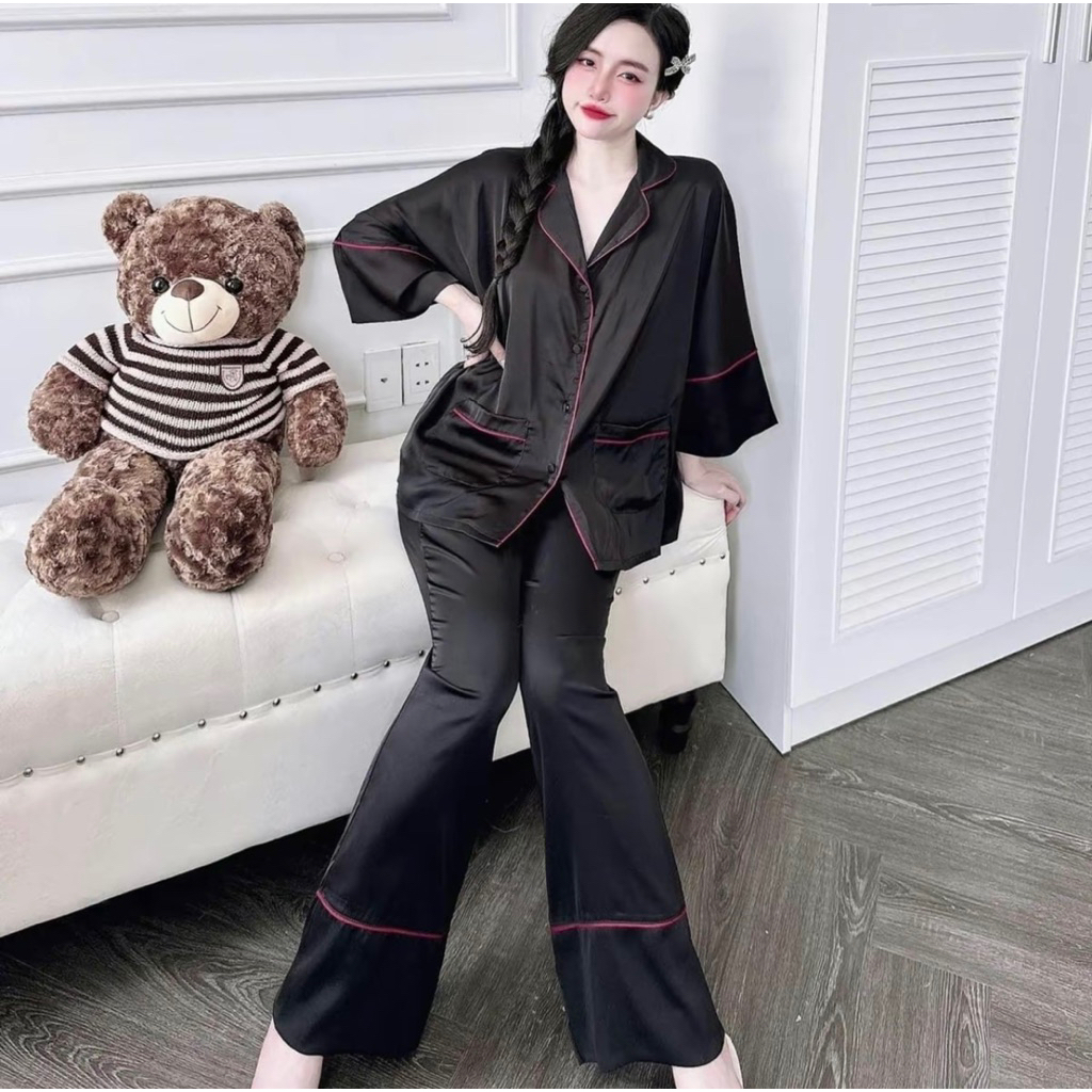 48-68kg DƠI TAY LỠ Bộ Pyjama cánh Dơi phom to chất lụa latin mềm mịn mát