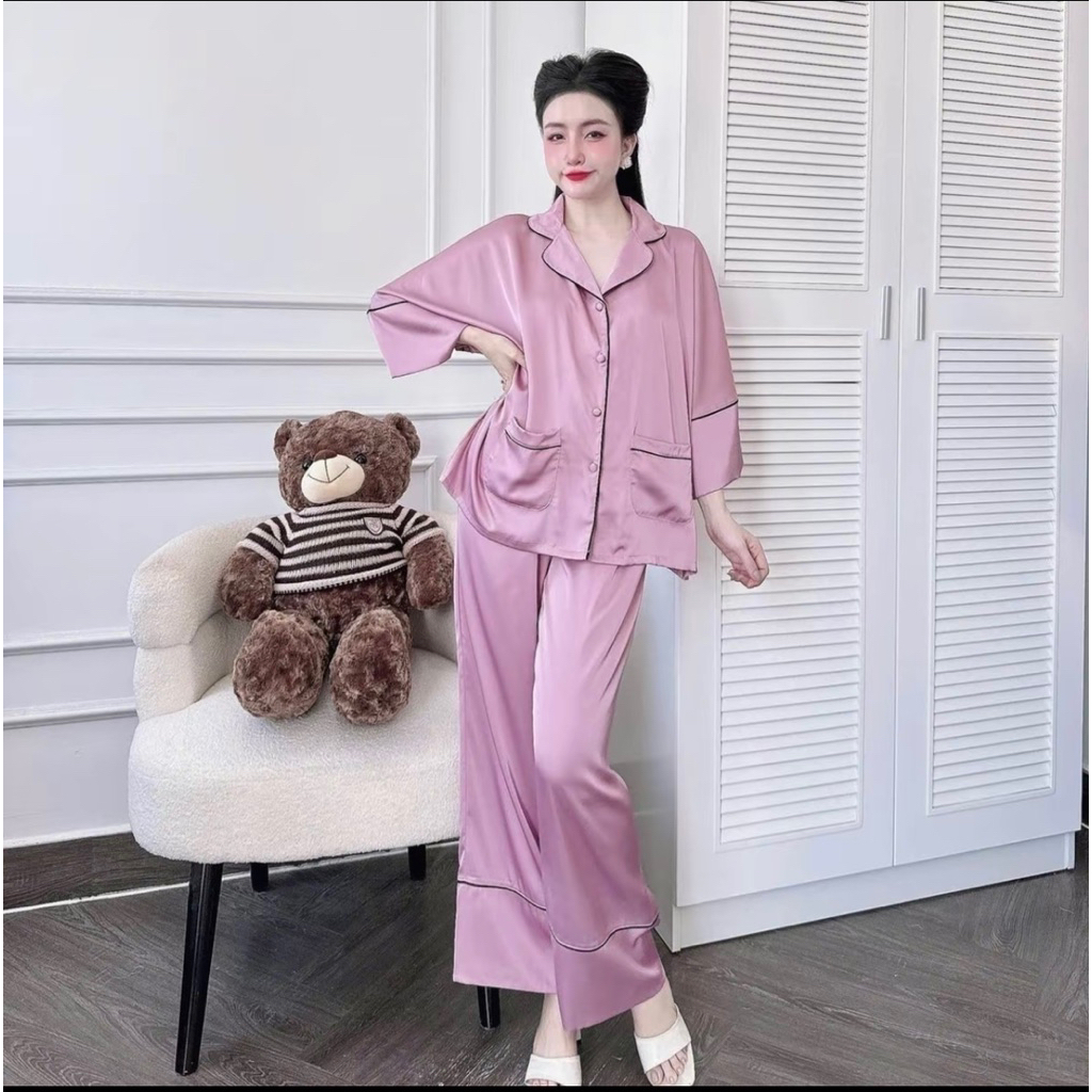 48-68kg DƠI TAY LỠ Bộ Pyjama cánh Dơi phom to chất lụa latin mềm mịn mát