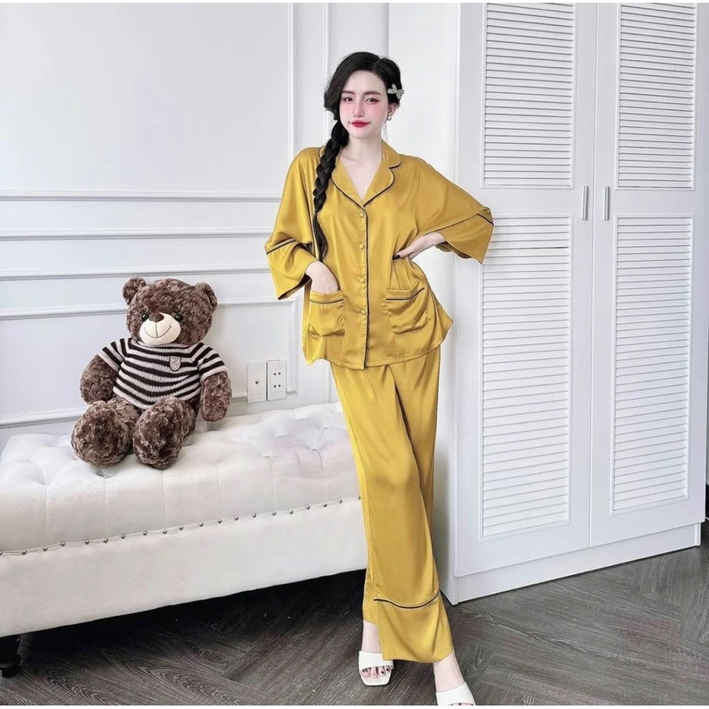 48-68kg DƠI TAY LỠ Bộ Pyjama cánh Dơi phom to chất lụa latin mềm mịn mát