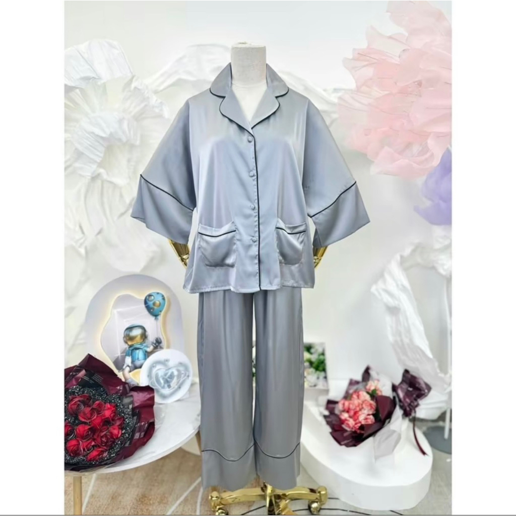 48-68kg DƠI TAY LỠ Bộ Pyjama cánh Dơi phom to chất lụa latin mềm mịn mát