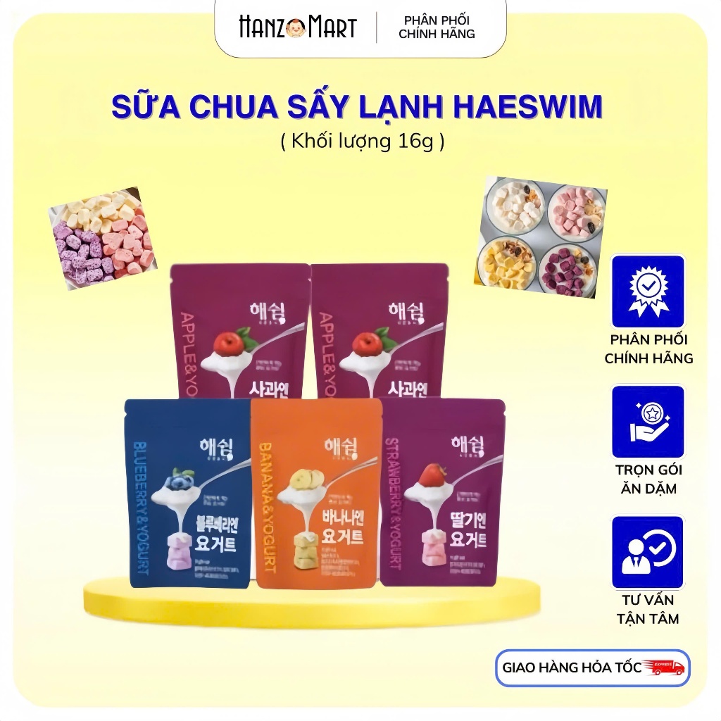 Sữa chua khô cho bé sấy lạnh Haeswim Hàn Quốc cho bé ăn dặm 7m+ hanzomart