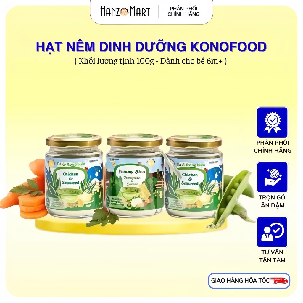 Hạt nêm cho bé ăn dặm dinh dưỡng Konofood cho bé 6m+ ăn dặm - hanzomart
