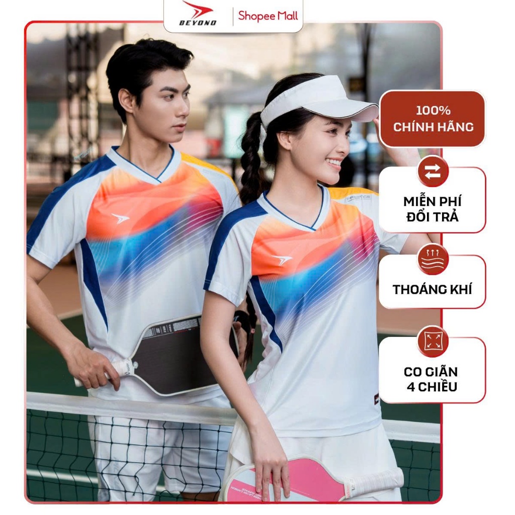 Áo Thể Thao Pickleball/Cầu Lông Beyono Dink PK05 Nam/Nữ Vải Be – Flexsoft Nhẹ Thoát Mồ Hôi