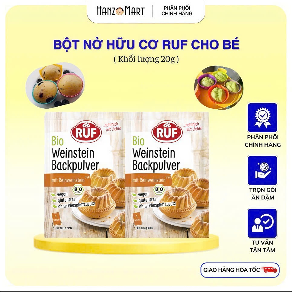 Bột nở hữu cơ cho bé Ruf / Bột nở hữu cơ Biovegan hanzomart