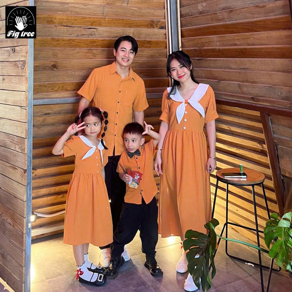 Đồ Gia Đình Fig Tree Màu Cam Phối Trắng Siêu Sang, Chất Đũi Dày Đẹp, Thiết Kế Mới Cho Mùa Du Lịch